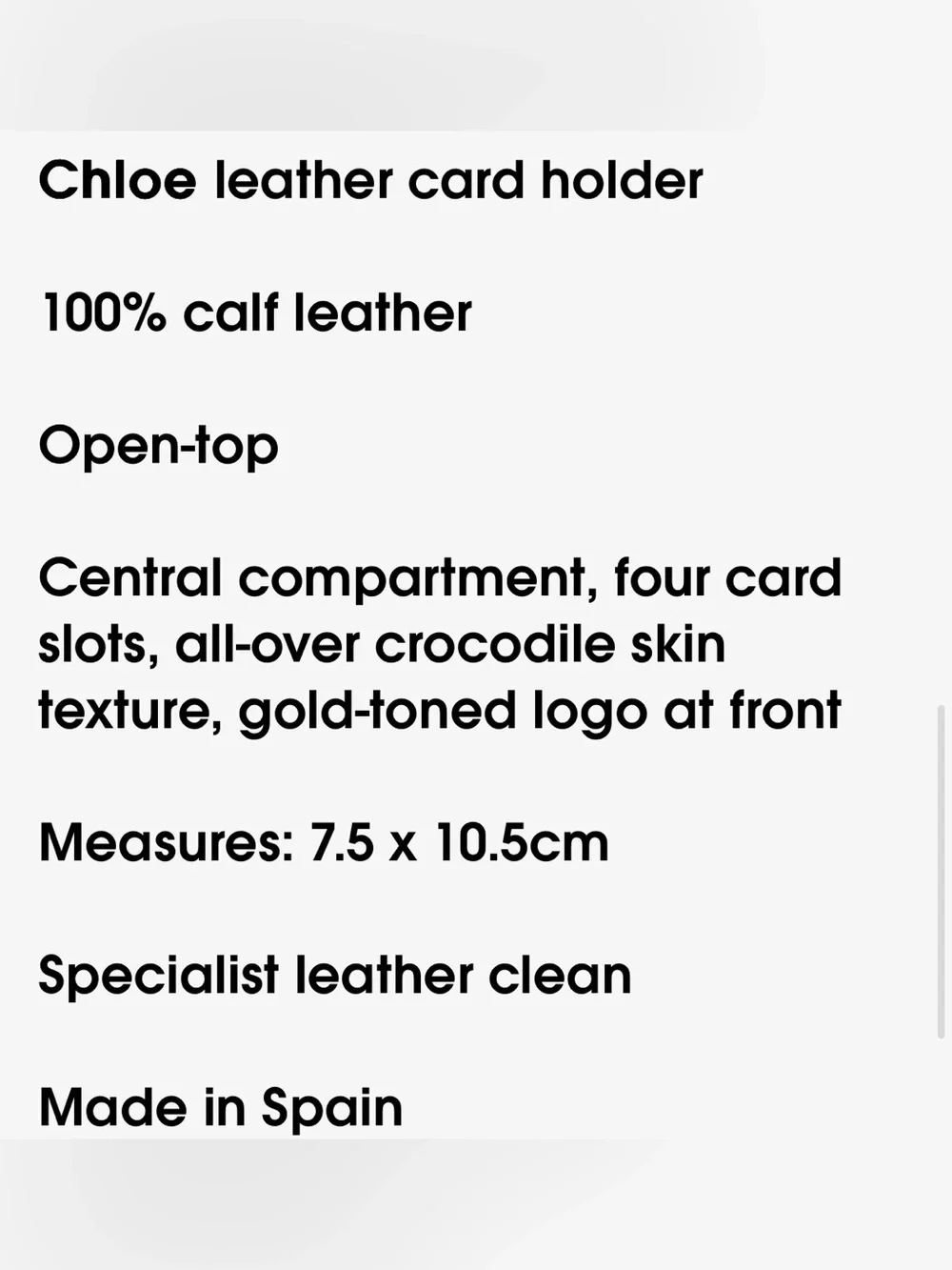 CHLOE Croc-Embossed Card Holder with Gold C Logo